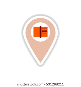 book Vector illustration in paper sticker style book in destination mark