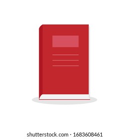 Ilustración vectorial de libro con cubierta de color rojo.