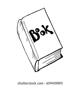 Book. Vector illustration of a textbook, a book. Closed book with the inscription "BOOK"