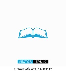 Book vector. Isolated blue icon on white background.