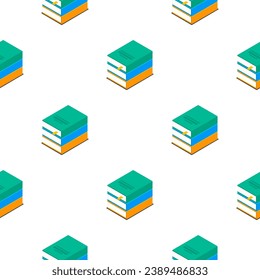 Book vector isometric stack school seamless illustration icon. Children books flat library