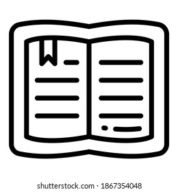 icono de la línea vector del libro, icono de escuela y educación