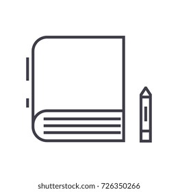 book vector line icon, sign, illustration on background, editable strokes