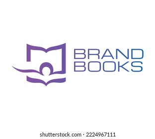 Book vector logo design template. Modern Education logo with Open book and Omega symbol. Letter Omega of Greek alphabet stylized. Symbolizes the great power of knowledge, development of education.