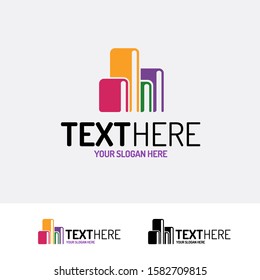 Book vector logo modern color style consisting of books different color isolated on background for bookshop, store, market, e-learning, education, online school, cooking. Vector 10 eps