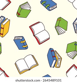 Book Vector Seamless Pattern Background for Surface Print Fabric Fashion Wrapping