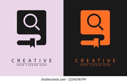 Buch, Vektorgrafik und Suche Symbol für Bildung, Technologie Symbol Logo. einfaches Logo für flaches Design.