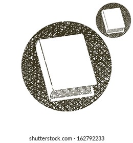 Book vector simple single color icon isolated on white background with sketch lined hand drawn texture.