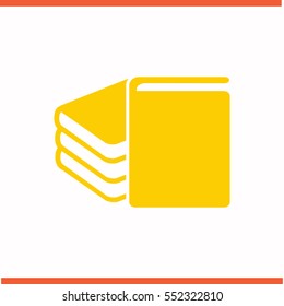 Book vector yellow icon on white background. Book symbol stock bitmap illustration. Business picture.