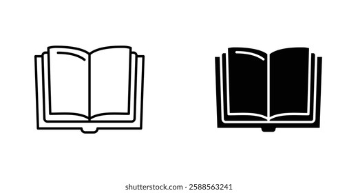 Book vectors icons set in filled and strokes on white background