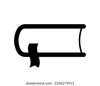 Book with wavy bookmark side view. Literature for reading and learning and getting encyclopedic knowledge with simple textbook design for vector publication
