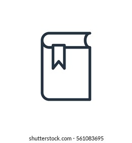 book web thin line icon on white background;  minimalistic office