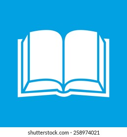 Book web white icon isolated on a blue background. Vector symbol