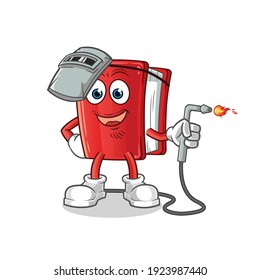 book welder mascot. cartoon vector
