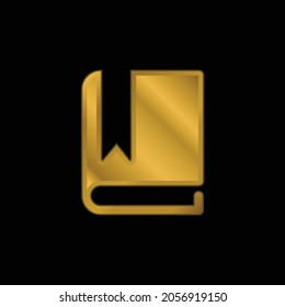 Book With White Bookmark gold plated metalic icon or logo vector