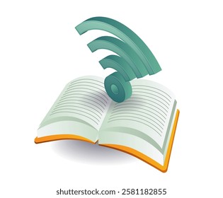 Book with wifi signal concept illustration
