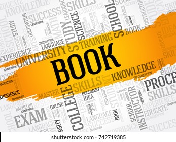 BOOK word cloud collage, education concept background