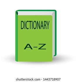 book with the word DICTIONARY. 3D volume simulation.