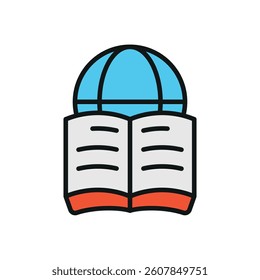 Book with world globe icon symbolizes global literacy, education, and cultural exploration