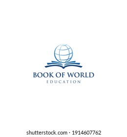 Book of world logo design. education symbol vector. academic organization nonprofit logo template. globe and book logo