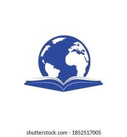 Book world vector logo template. Global book education design logo template.