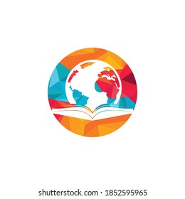 Book world vector logo template. Global book education design logo template.