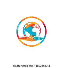 Book world vector logo template. Global book education design logo template.