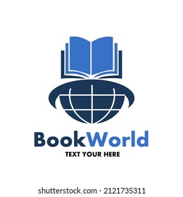 Book world vector logo template. This design use globe and read symbol.
