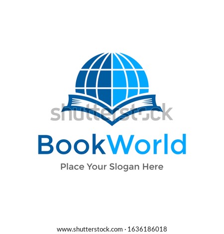 Book world vector logo template. This design use globe and read symbol.