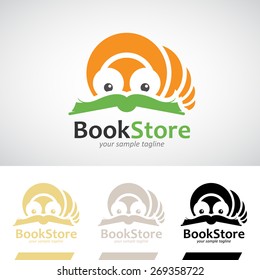 Book Worm Reading A Book Logo Icon Vector Illustration