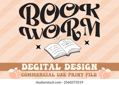 Book Worm t-shirt design vector file. 