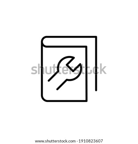 Book with wrench line icon for web template and app. Help and support concept. Vector illustration design on white background. EPS 10