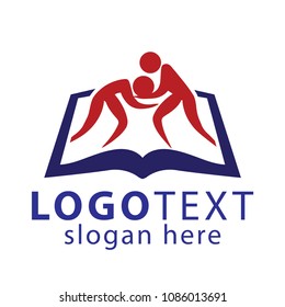 Book with wrestlers logo vector