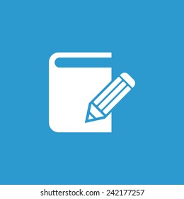 book write icon, isolated, white on the blue background. Exclusive Symbols 