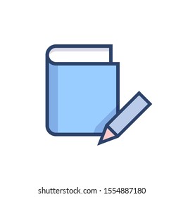 Book Write Icon on White Background. Edit Book