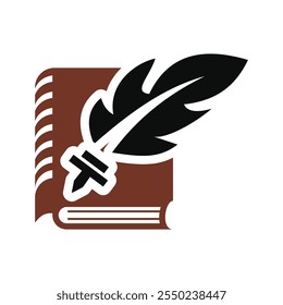 book writer icon logo design template