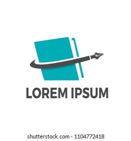 Book and writer vector logo design template