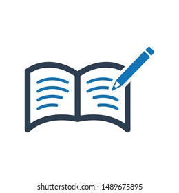 Book writing icon. vector graphics