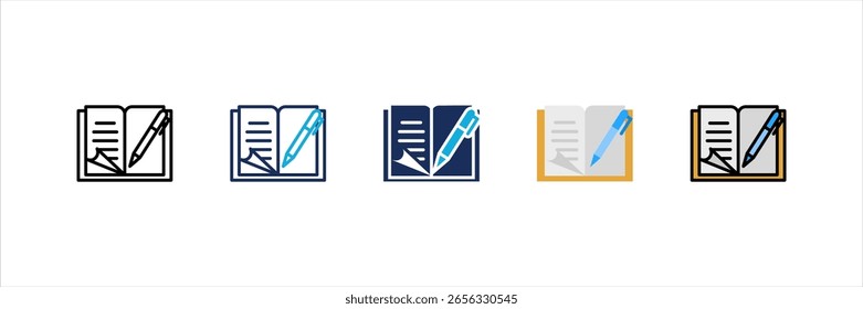 Escritura de libros Multi Style Icon Set