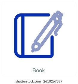 Book and writing tools icon concept