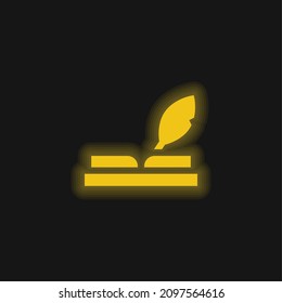 Book yellow glowing neon icon