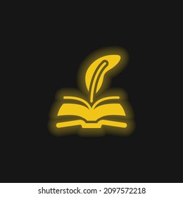 Book yellow glowing neon icon