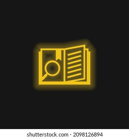 Book yellow glowing neon icon