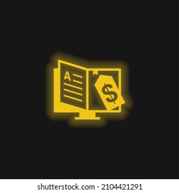 Book yellow glowing neon icon