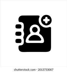BookAdd black vector icon on white background.
