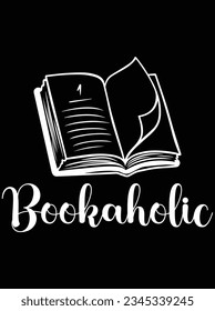 Bookaholisches Vektorgrafik-Design, EPS-Datei. Design-Datei für T-Shirt. SVG, EPS-Schnittwortdatei