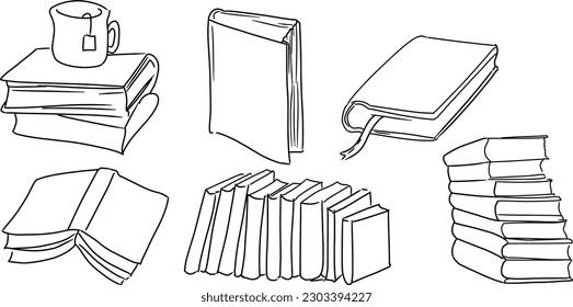 book,book line drawing,hand drawn,simple pattern