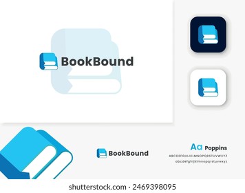 BookBound Logo Design Guide Icons and Templates for Libraries Bookstores Symbols of Education and Knowledge in Flat Design Style Bookshop logotypes with books Vector illustrations