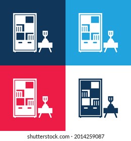 Minimaler Icon-Satz für Lesezeichen in Blau und Rot