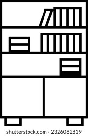 Bookcase book booshelf library archive Outline